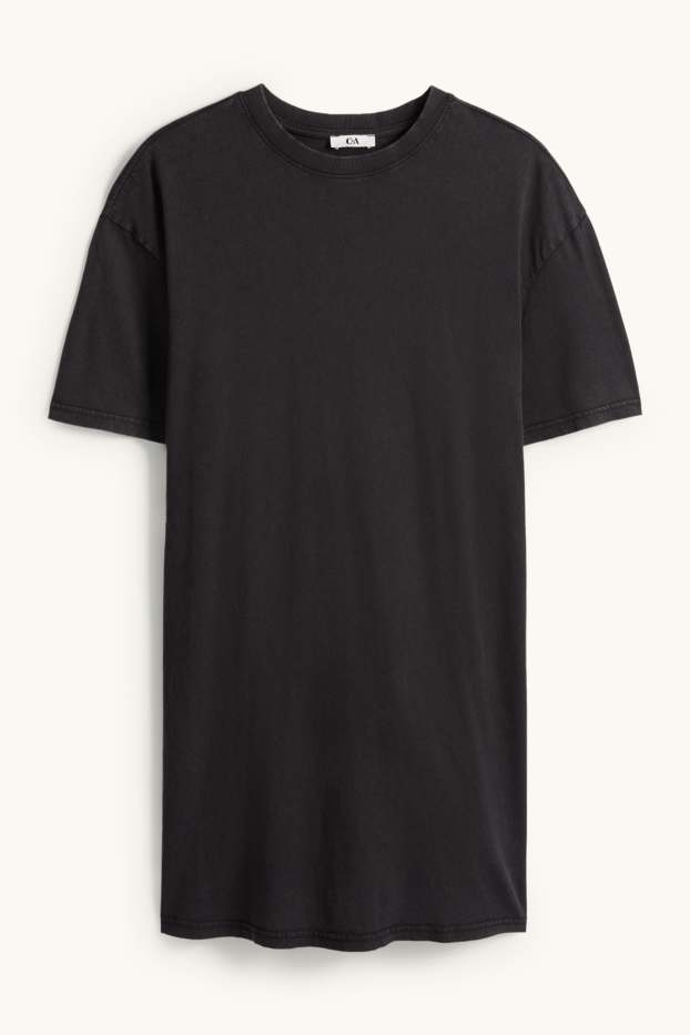 Dames - T-shirt-jurk - zwart