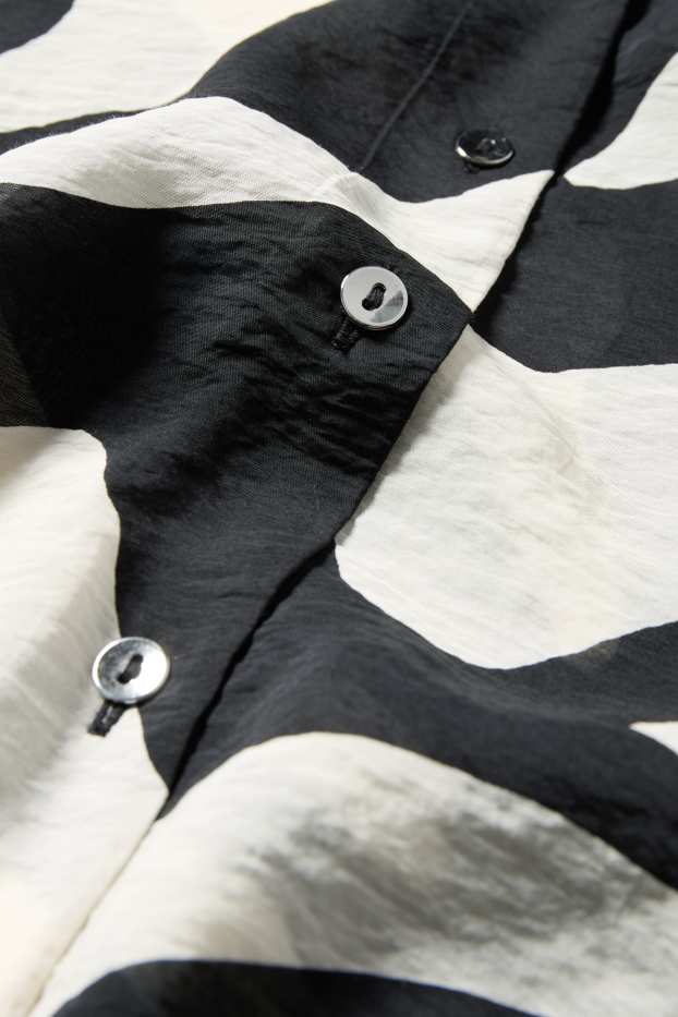 Damen - Hemdbluse - gemustert - weiß / schwarz