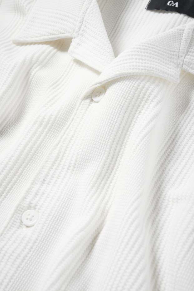 Home - Camisa - regular fit - coll solapa - texturada - blanc
