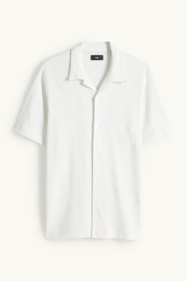 Home - Camisa - regular fit - coll solapa - texturada - blanc