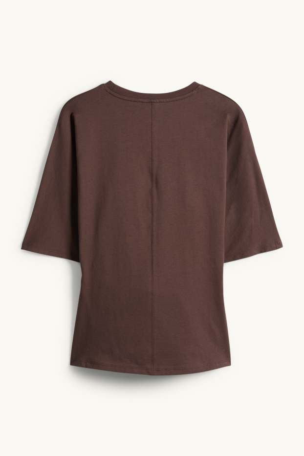 Femmes - T-shirt - slim fit - marron foncé