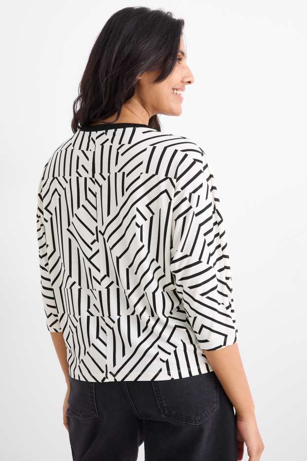 Femmes - T-shirt - relaxed fit - à motif - blanc / noir