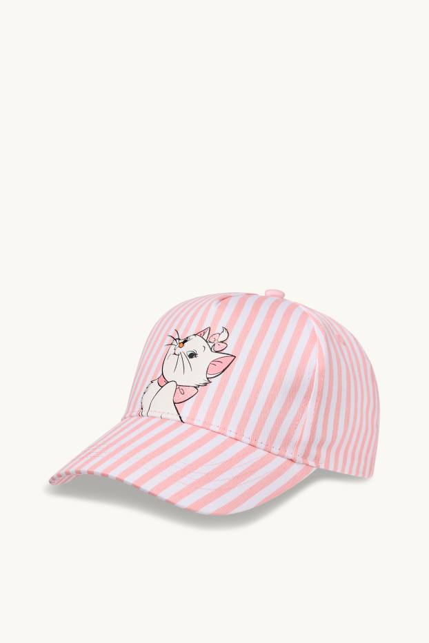 Enfants filles - Aristochats - casquette de baseball - à rayures - blanc / rose