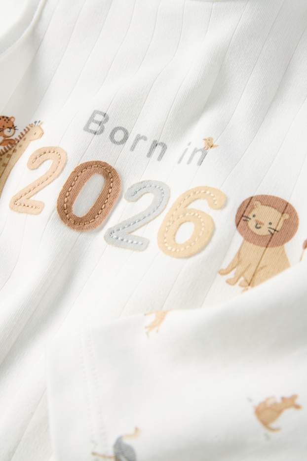 Unisex - Wild animals - romper set - 2 piece - white