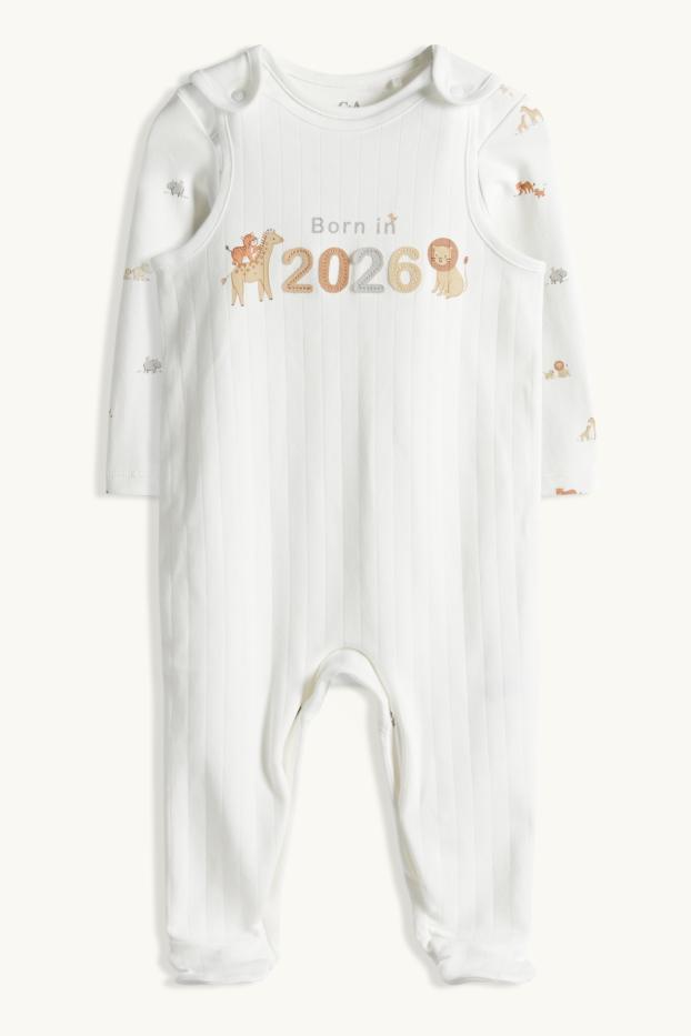 Unisex - Wild animals - romper set - 2 piece - white