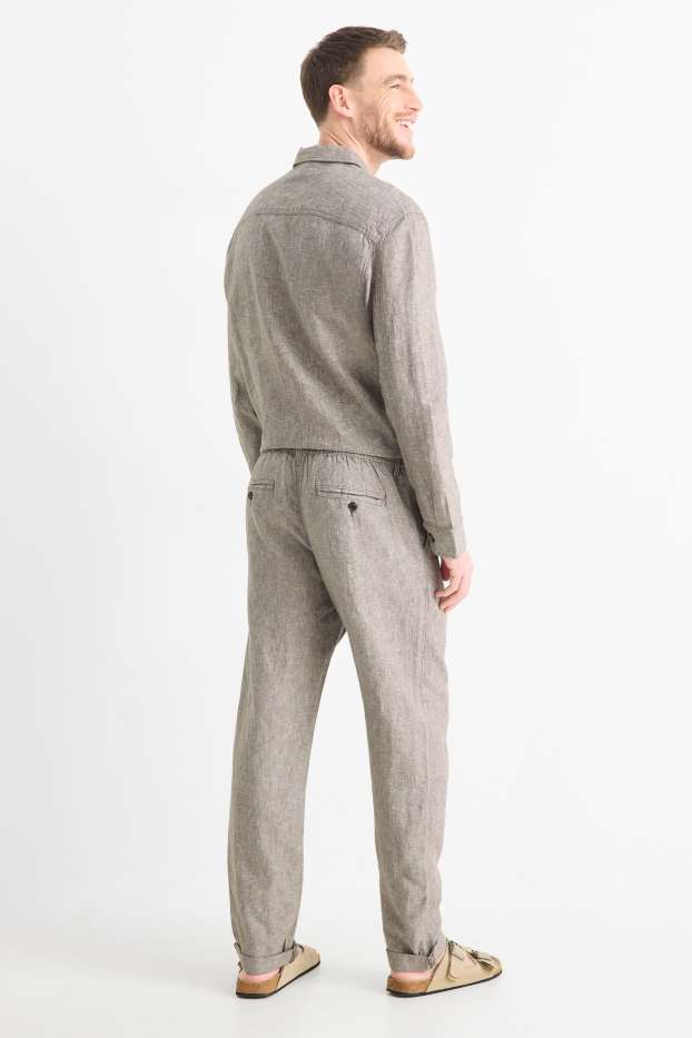 Bărbați - Chino - tapered fit - amestec de in - bej