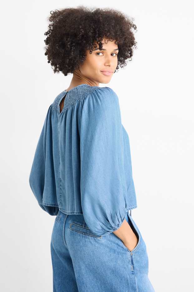 Mujer - Blusa - look vaquero - fruncida - azul