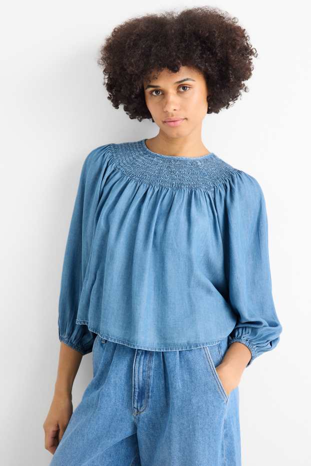 Mujer - Blusa - look vaquero - fruncida - azul