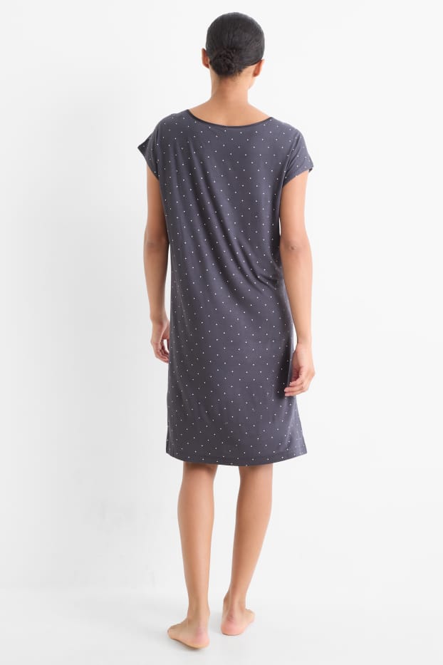 Femmes - Chemise de nuit en viscose - à pois - bleu foncé
