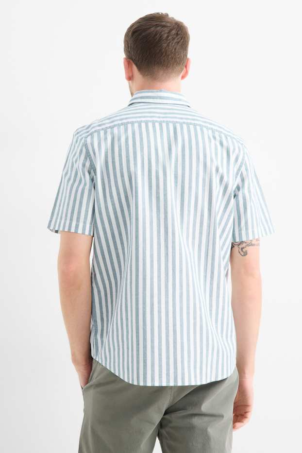 Herren - Hemd - Regular Fit - Kent - gestreift - grün / cremeweiss