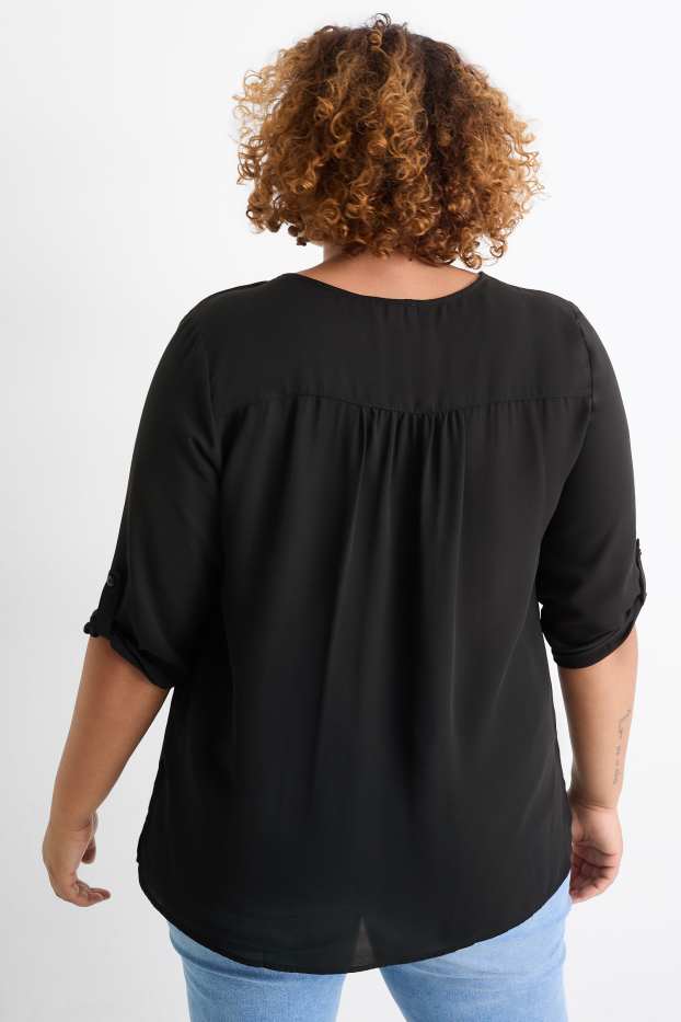 Femmes - Chemisier à col V - noir