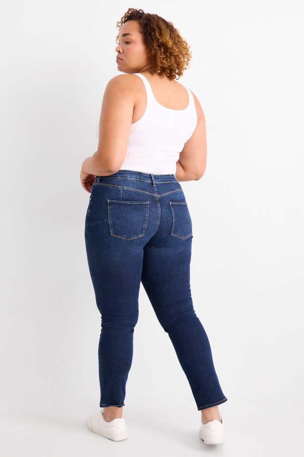 Femei - Slim jeans - talie medie - jeans modelatori - LYCRA® - albastru închis