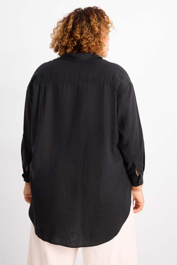 Women - Shirt blouse - linen blend - black