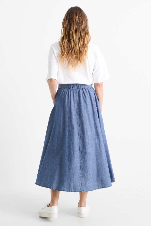 Dames - Rok met riem - jeanslook - blauw