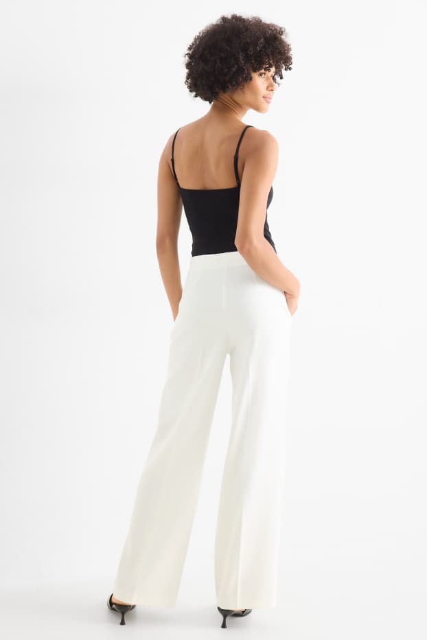 Dona - Pantalons formals - mid waist - wide leg - blanc