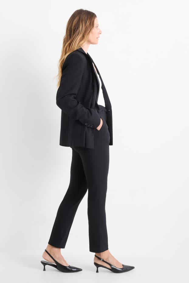 Dona - Pantalons de tela amb cinturó - high waist - slim fit - negre