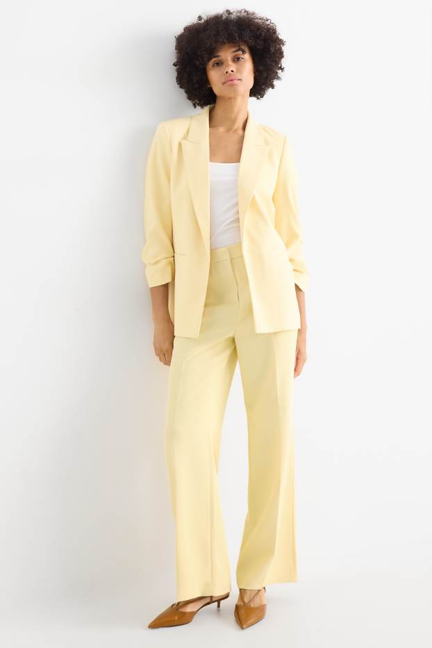 Mujer - Pantalón de oficina - mid waist - wide leg - amarillo claro