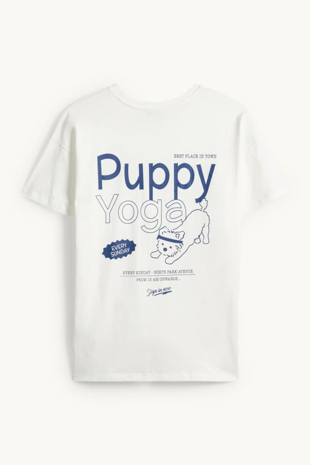 Kobiety - T-shirt - oversize - niebieski / biały