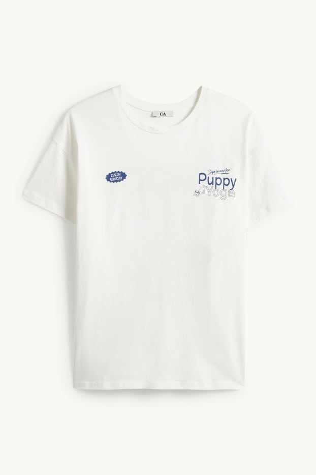 Kobiety - T-shirt - oversize - niebieski / biały
