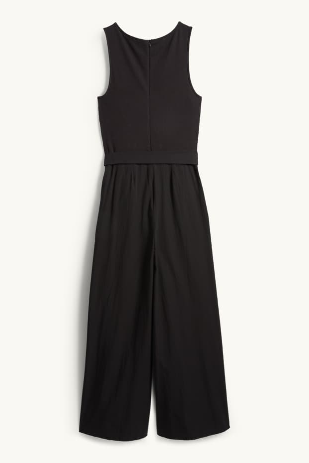 Damen - Jumpsuit mit Gürtel - schwarz