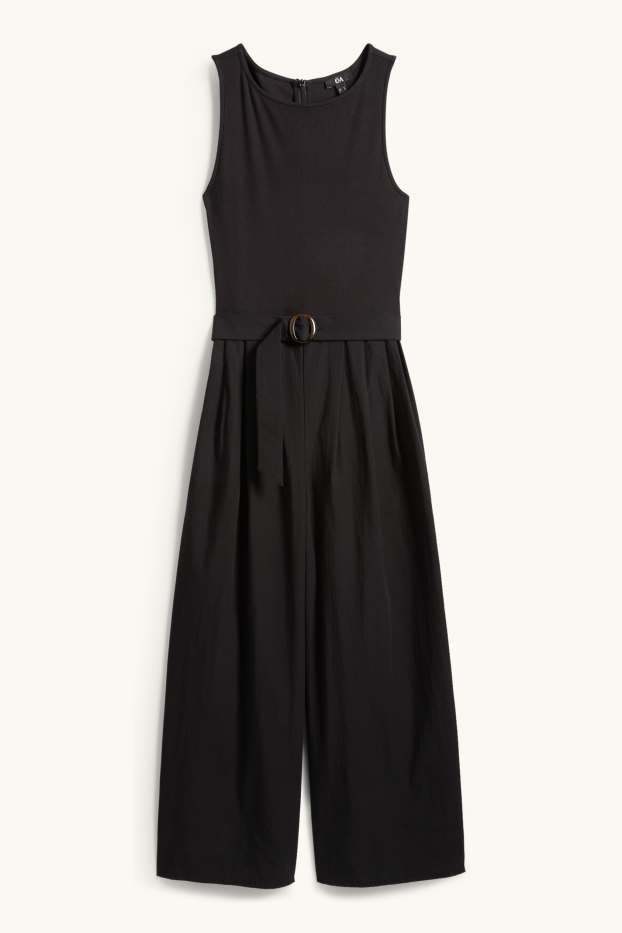 Damen - Jumpsuit mit Gürtel - schwarz