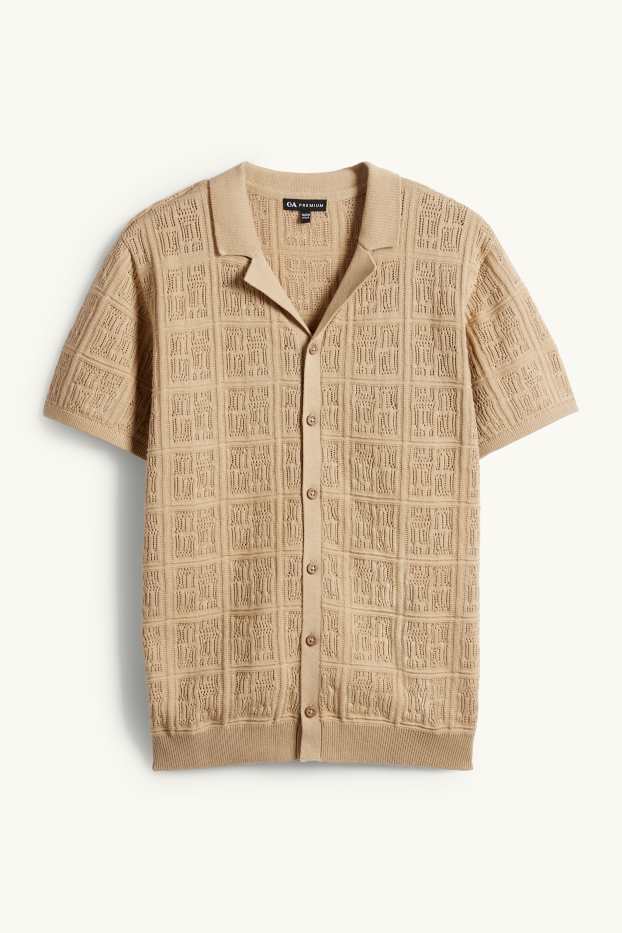 Copii - Băieți - Cămașă tricotată - structurată - bej