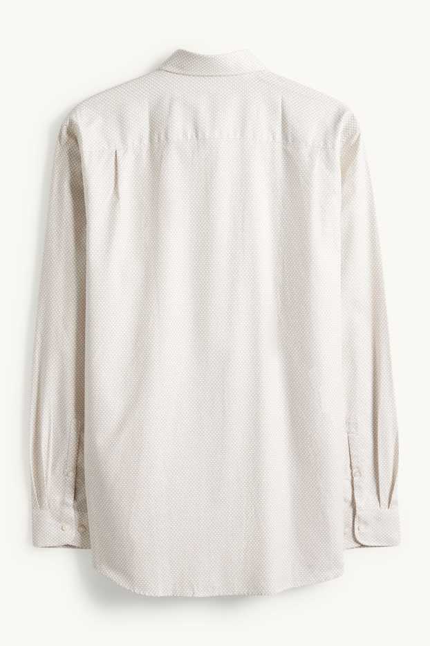 Herren - Businesshemd - Regular Fit - Kent - bügelleicht - gemustert - weiss / beige