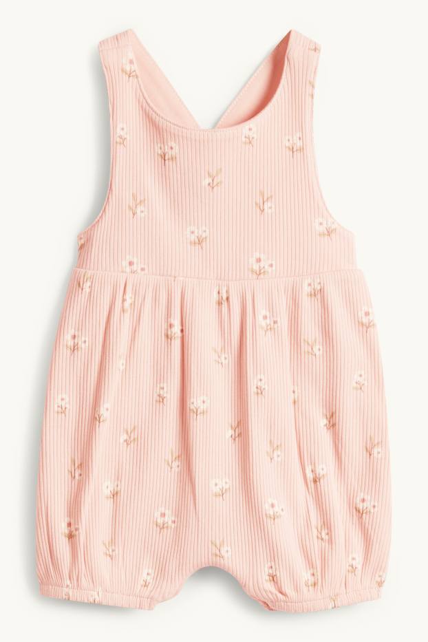 Baby Mädchen - Blümchen - Baby-Outfit - 3 teilig - weiss / rosa