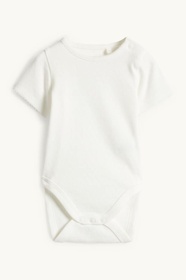 Baby Mädchen - Blümchen - Baby-Outfit - 3 teilig - weiss / rosa