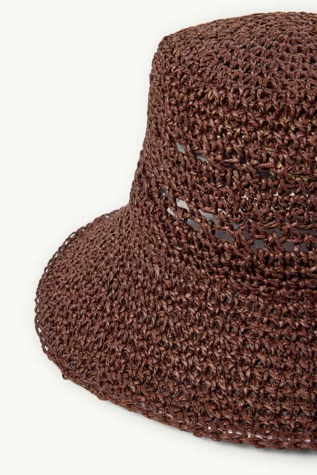 Femei - Pălărie de paie - maro închis