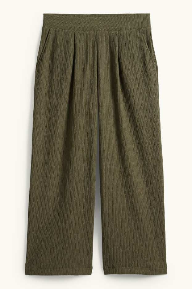 Damen - Stoffhose - Mid Waist - Wide Leg - grün