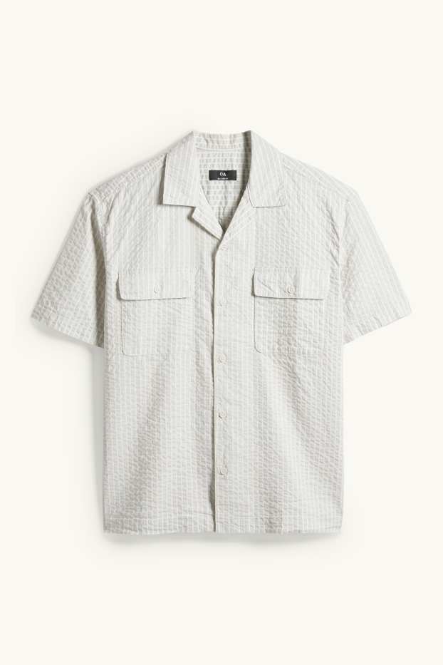 Bărbați - Cămașă - relaxed fit - guler cu rever - gri deschis