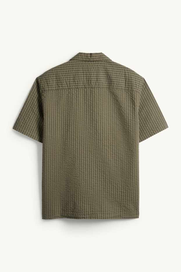 Home - Camisa - relaxed fit - coll solapa - verd fosc