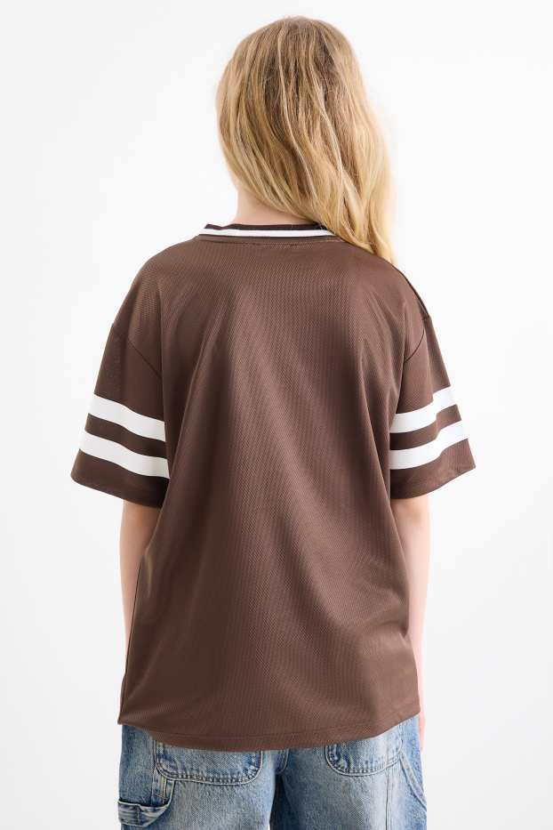 Bambine - Orsacchiotto - maglia a maniche corte - marrone scuro