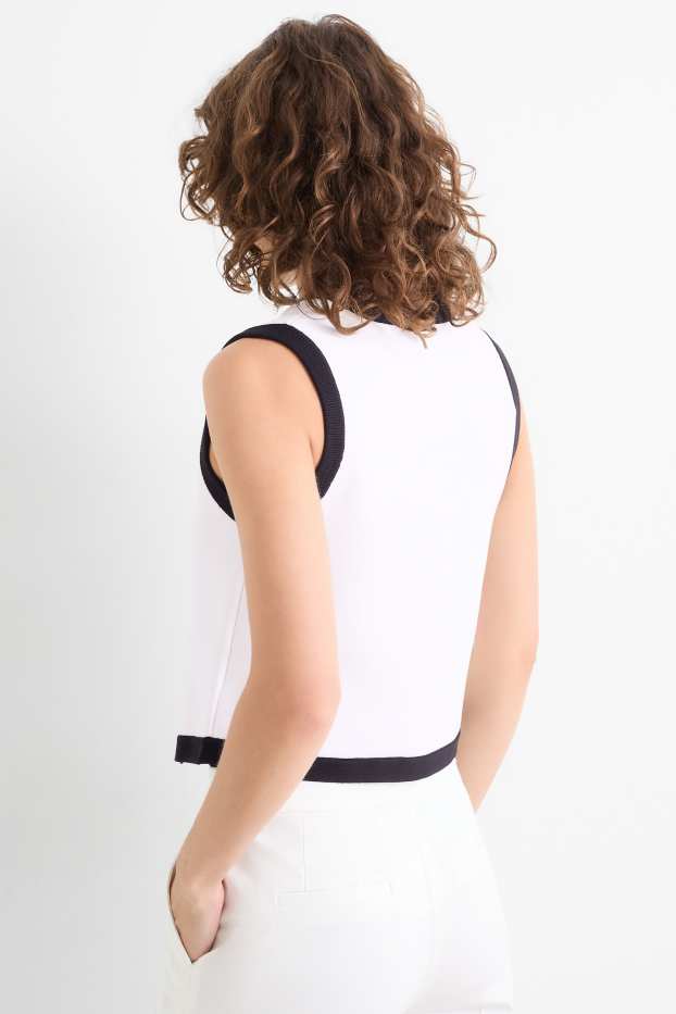 Femmes - Gilet sans manches en maille - blanc