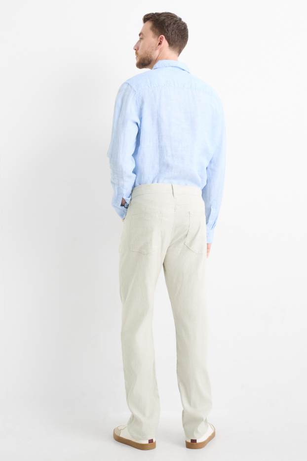 Home - Pantalons - regular fit - mescla de lli - beix