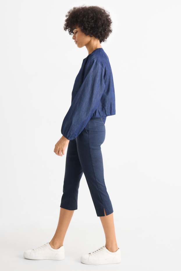 Femei - Pantaloni capri - talie medie - slim fit - albastru închis