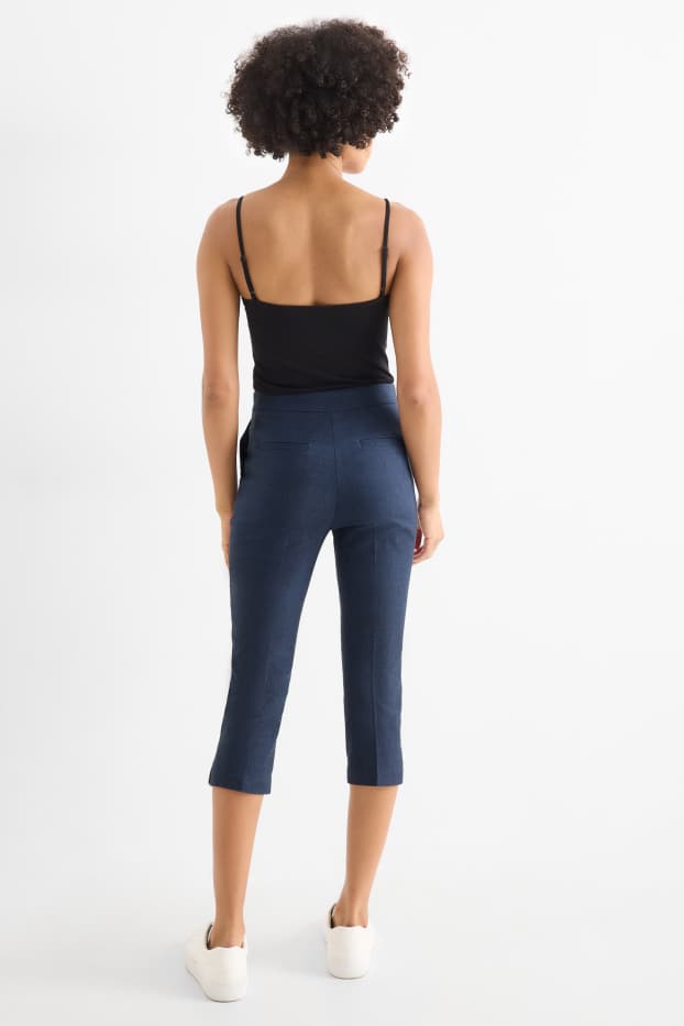 Femei - Pantaloni capri - talie medie - slim fit - albastru închis