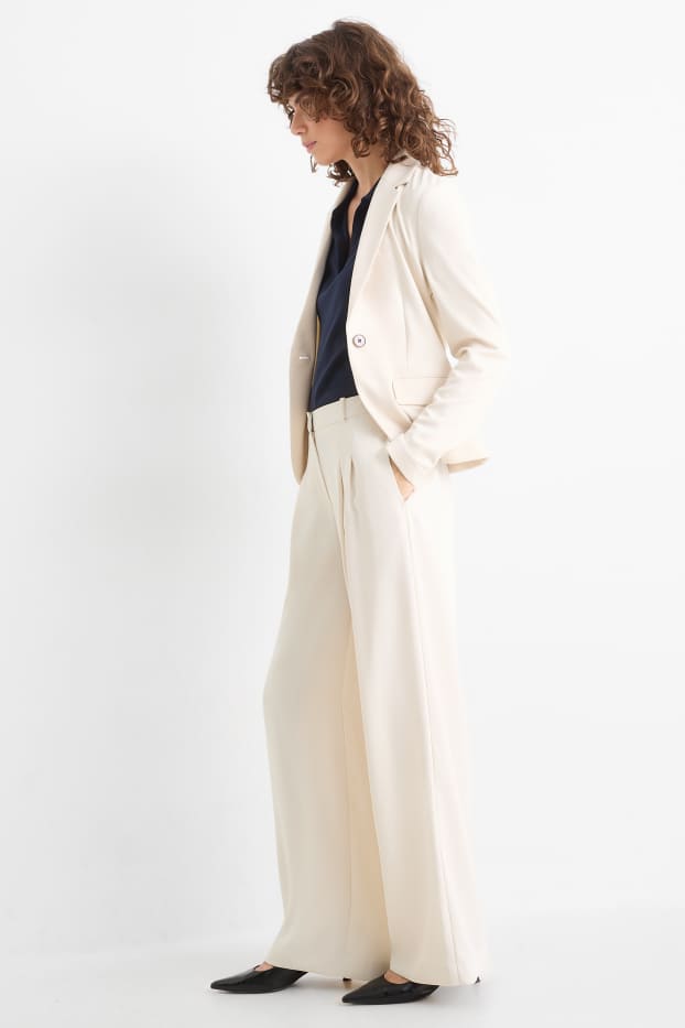 Damen - Business-Hose - Mid Waist - Straight Leg - cremeweiß