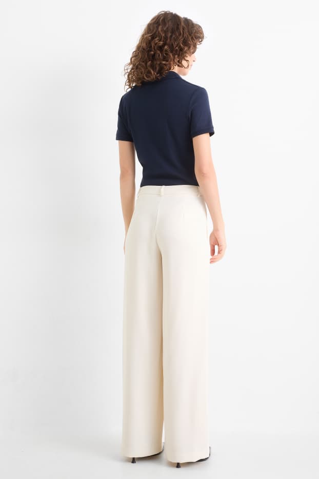 Damen - Business-Hose - Mid Waist - Straight Leg - cremeweiß