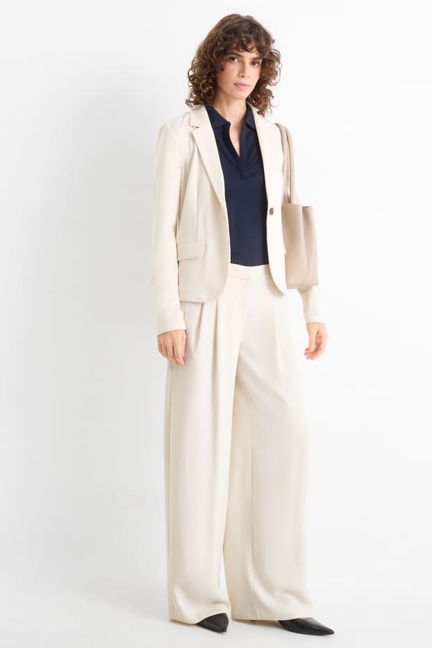 Damen - Business-Hose - Mid Waist - Straight Leg - cremeweiß