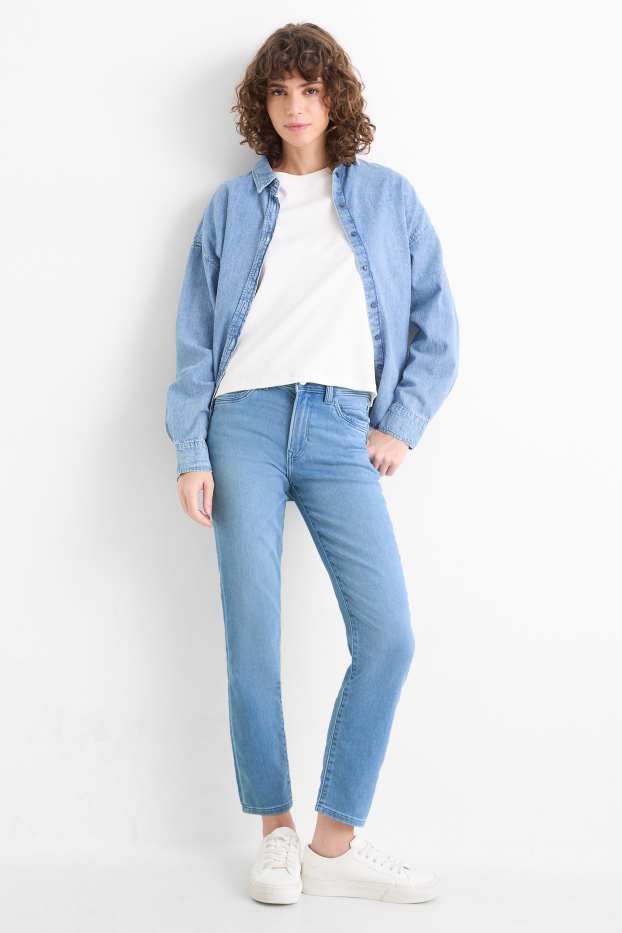 Damen - Slim Jeans - Mid Waist - Jog Denim - hellblau