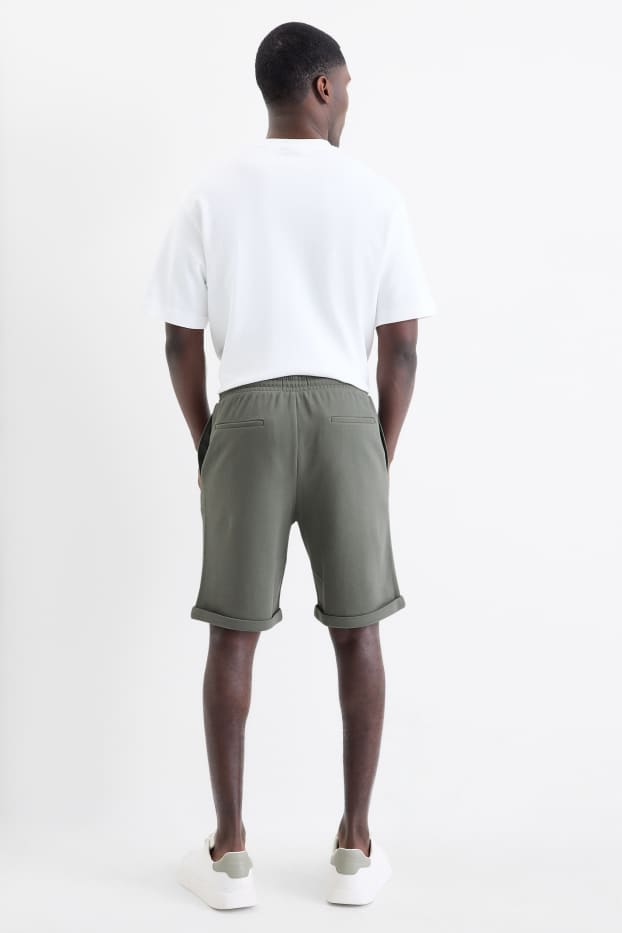 Uomo - Shorts di felpa - tessuto tramato - verde