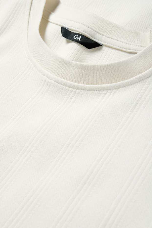 Herren - T-Shirt - Regular Fit - strukturiert - cremeweiss