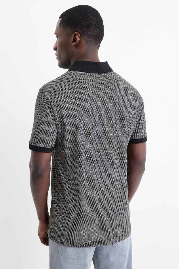 Heren - Poloshirt - regular fit - met patroon - zwart