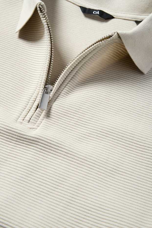 Pánské - Polokošile - regular fit - žebrovaná - béžová