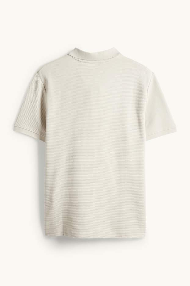 Pánské - Polokošile - regular fit - žebrovaná - béžová