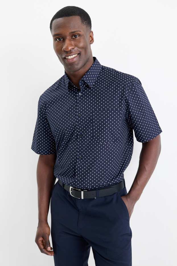 Herren - Businesshemd - Regular Fit - Kent - Minimal-Print - dunkelblau
