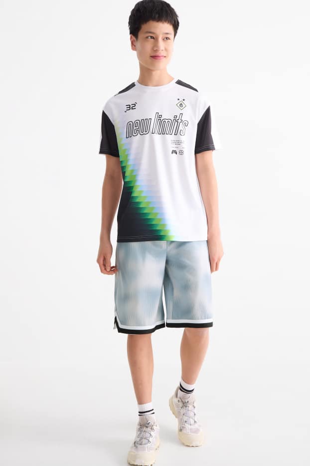 Kinderen: jongens - Sportshort - met patroon - lichtturquoise