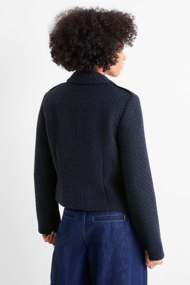 Kobiety - Żakiet bouclé - z wcięciem w talii - z fakturą - ciemnoniebieski